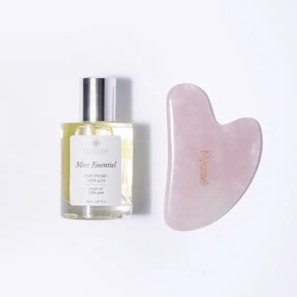 coffret nyssae guasha quartz rose huile argan 30ml